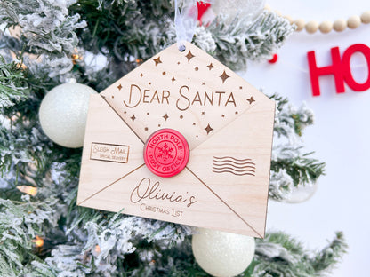 Letter To Santa, Dear Santa Envelope Ornament for Children's Wish List, Kids Christmas List Envelope for Santa Mail, Message to Santa
