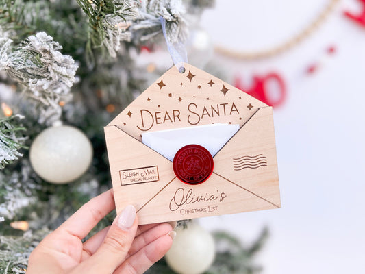 Letter To Santa, Dear Santa Envelope Ornament for Children's Wish List, Kids Christmas List Envelope for Santa Mail, Message to Santa