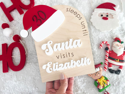 Christmas Countdown Sign, Sleeps until Santa Countdown Sign, Santa Comes To Visit, Dry Erase Sleeps Until Christmas Sign, Santa Countdown