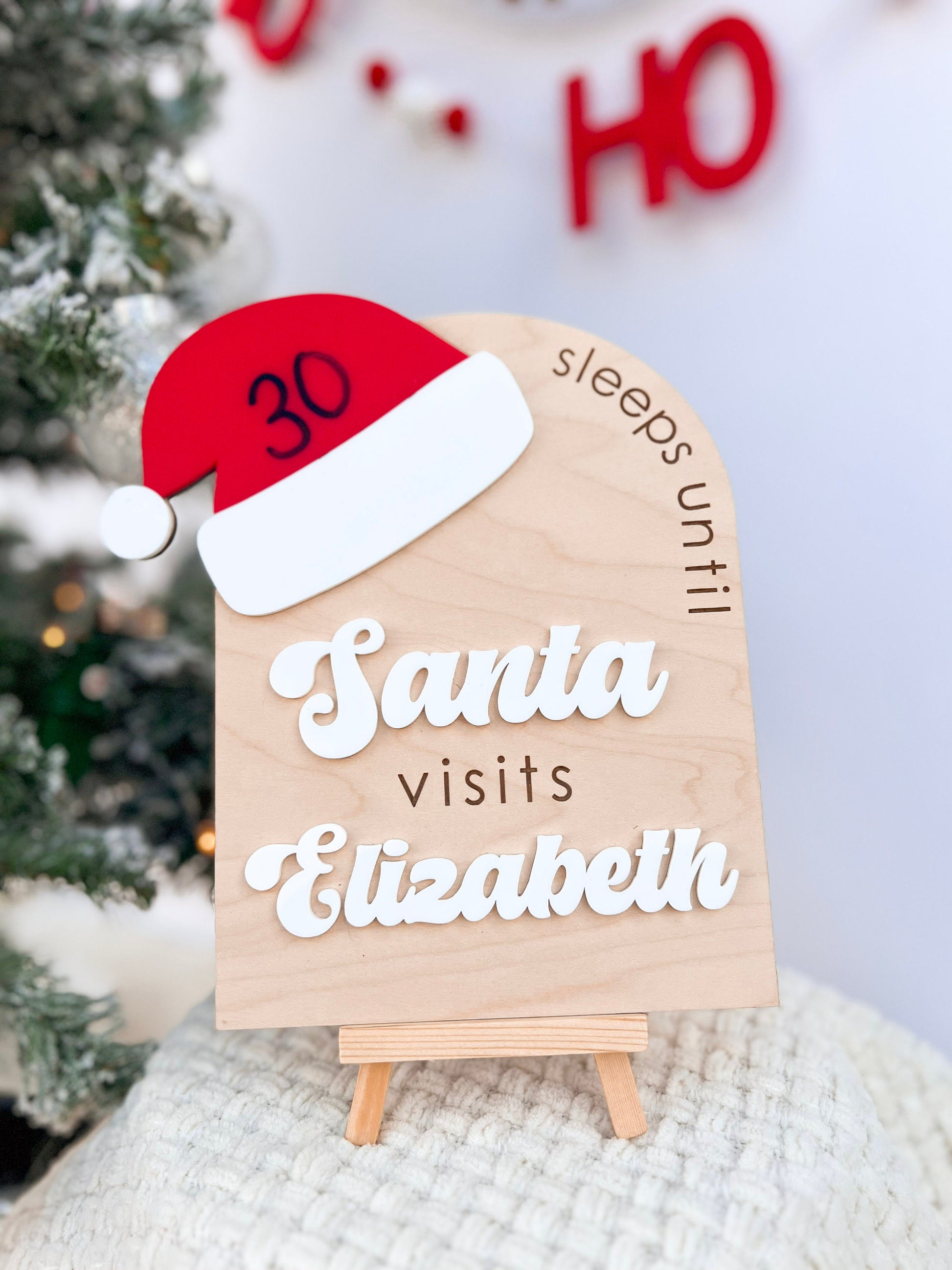 Christmas Countdown Sign, Sleeps until Santa Countdown Sign, Santa Comes To Visit, Dry Erase Sleeps Until Christmas Sign, Santa Countdown