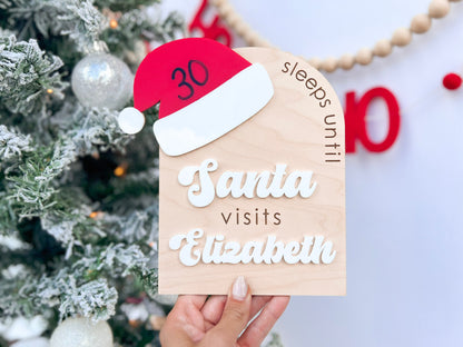 Christmas Countdown Sign, Sleeps until Santa Countdown Sign, Santa Comes To Visit, Dry Erase Sleeps Until Christmas Sign, Santa Countdown