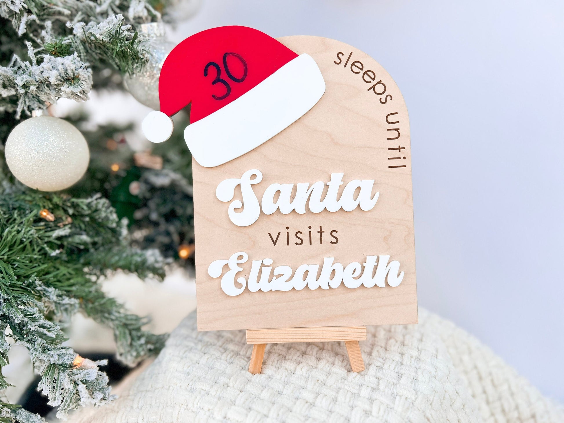 Christmas Countdown Sign, Sleeps until Santa Countdown Sign, Santa Comes To Visit, Dry Erase Sleeps Until Christmas Sign, Santa Countdown