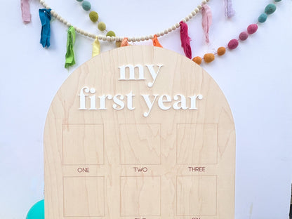 My First year photo board, One Year of Photo Frame, my first year sign, baby 12 month picture board, 1st Birthday Photo Collage