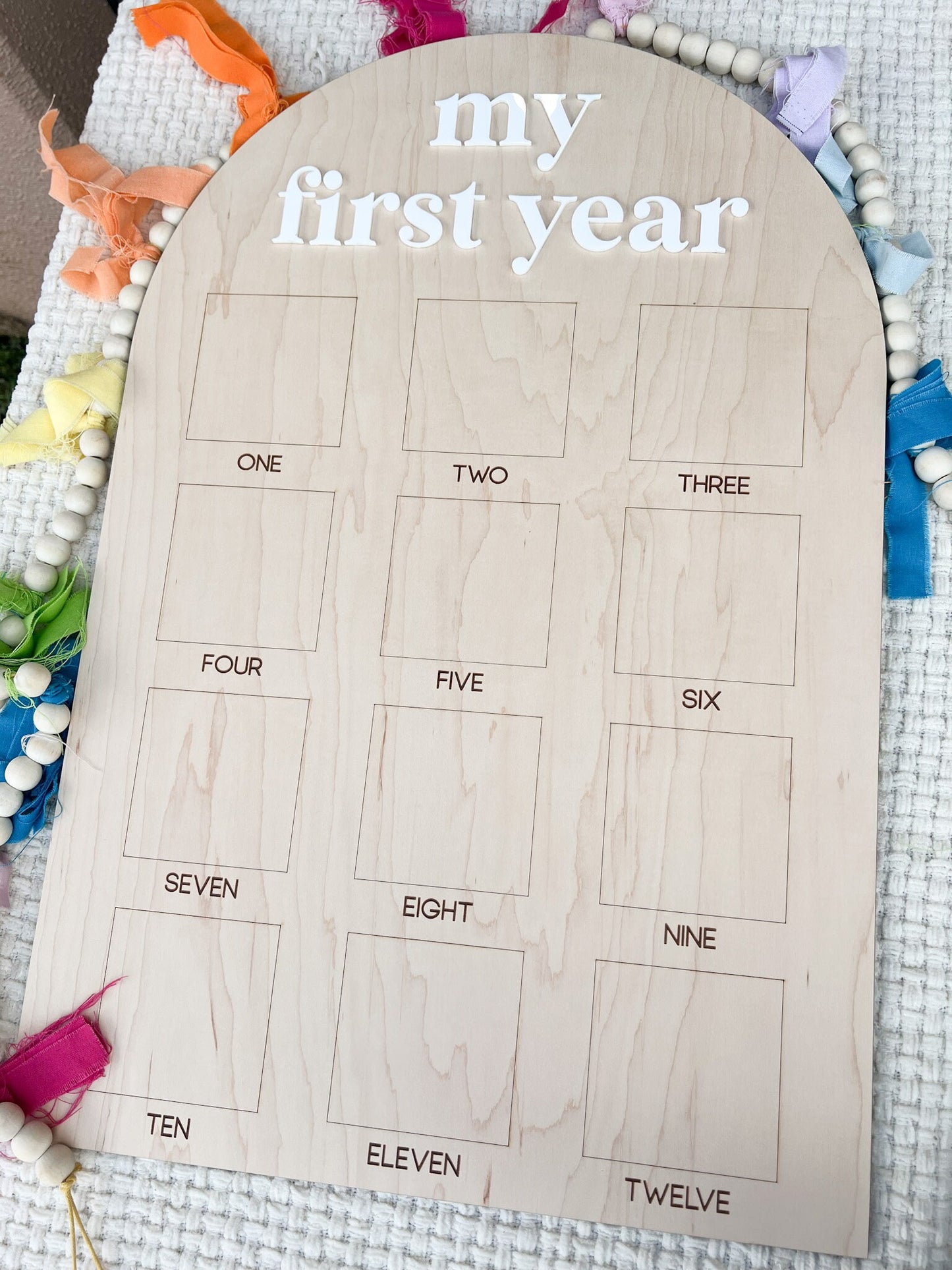 My First year photo board, One Year of Photo Frame, my first year sign, baby 12 month picture board, 1st Birthday Photo Collage