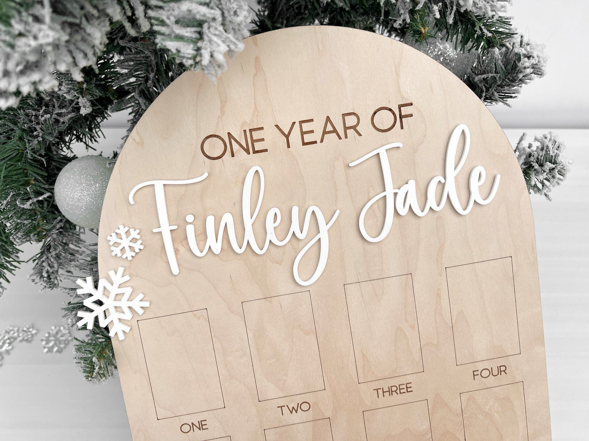 First Year Photo Board, Winter Onederland Birthday decor, one year of photo board, Baby's first year sign, milestone 12 month photo board,