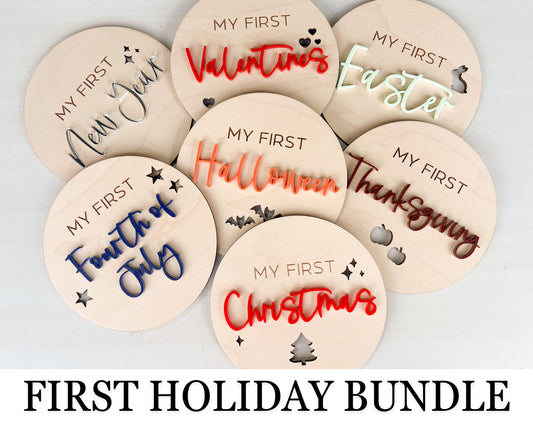 My First Holiday Bundle, Babys First Milestones Set, Holiday Photos Prop, My First Photo Markers, First Year Keepsake, Baby Shower Gift
