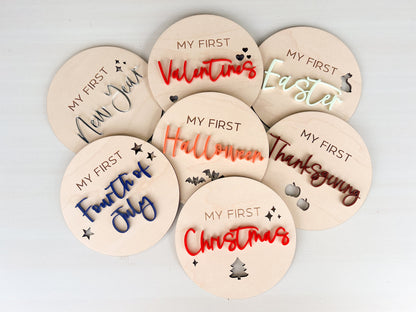 My First Holiday Bundle, Babys First Milestones Set, Holiday Photos Prop, My First Photo Markers, First Year Keepsake, Baby Shower Gift