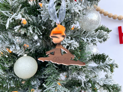 Ballerina Ornament with Kids Name, Dancer Ornament, Ballet Gift Tag, Custom Wooden Ornament, Personalized Ballet Gift