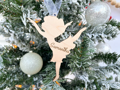 Ballerina Ornament with Kids Name, Dancer Ornament, Ballet Gift Tag, Custom Wooden Ornament, Personalized Ballet Gift