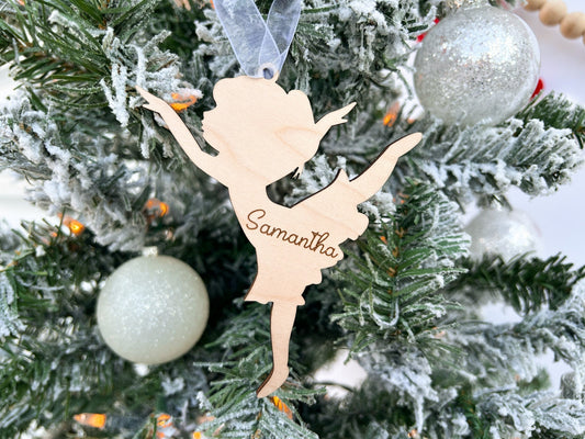 Ballerina Ornament with Kids Name, Dancer Ornament, Ballet Gift Tag, Custom Wooden Ornament, Personalized Ballet Gift
