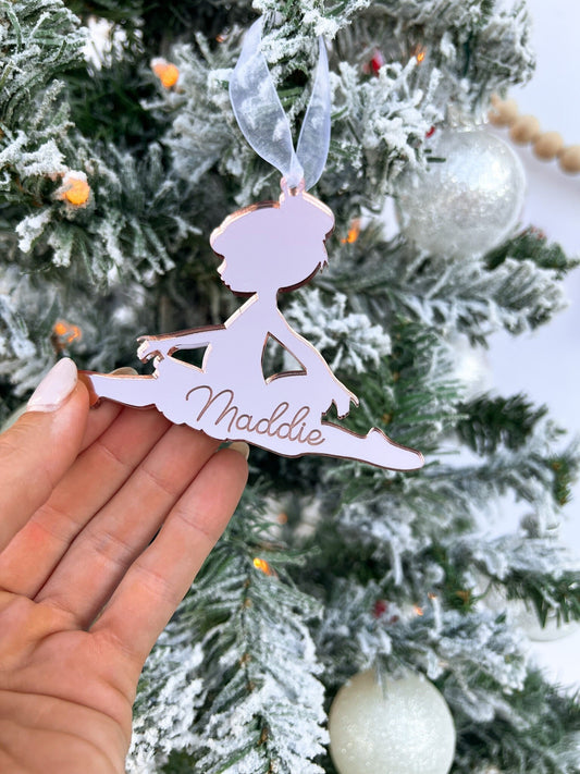Ballerina Ornament with Kids Name, Dancer Ornament, Ballet Gift Tag, Custom Wooden Ornament, Personalized Ballet Gift