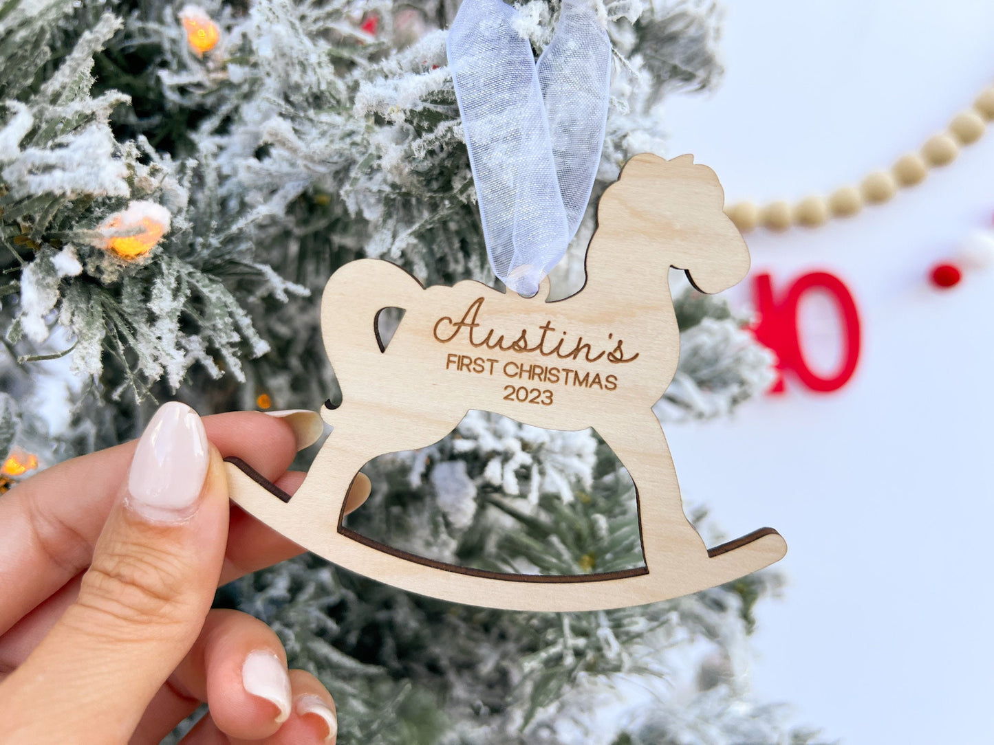 My First Christmas 2025, Babys First Christmas Ornament, 1st Christmas Ornament Baby, Engraved Rocking Horse Ornament, New Baby Gift Tag