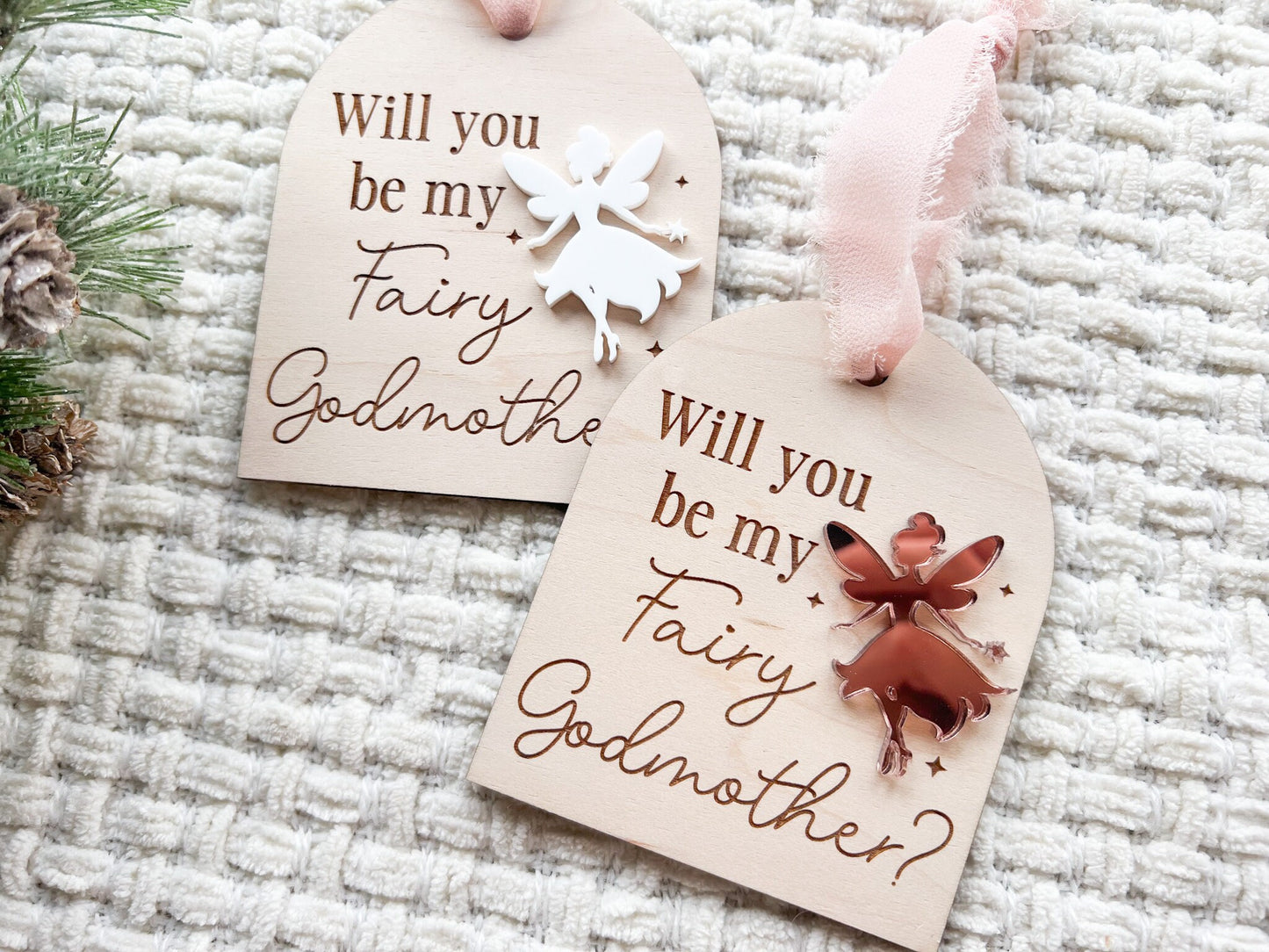 Will You be my Fairy Godmother Proposal, Fairy Godmother Ornament, godparent proposal ornament, gift for godmother