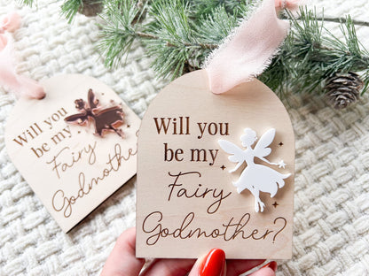 Will You be my Fairy Godmother Proposal, Fairy Godmother Ornament, godparent proposal ornament, gift for godmother