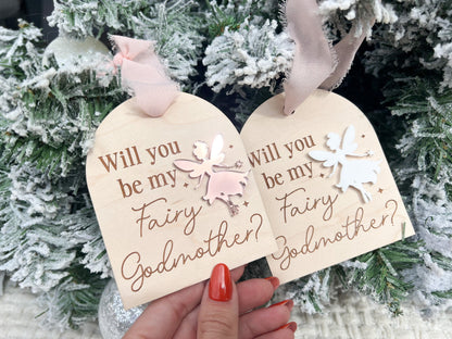 Will You be my Fairy Godmother Proposal, Fairy Godmother Ornament, godparent proposal ornament, gift for godmother