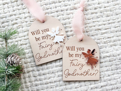 Will You be my Fairy Godmother Proposal, Fairy Godmother Ornament, godparent proposal ornament, gift for godmother