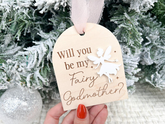 Will You be my Fairy Godmother Proposal, Fairy Godmother Ornament, godparent proposal ornament, gift for godmother