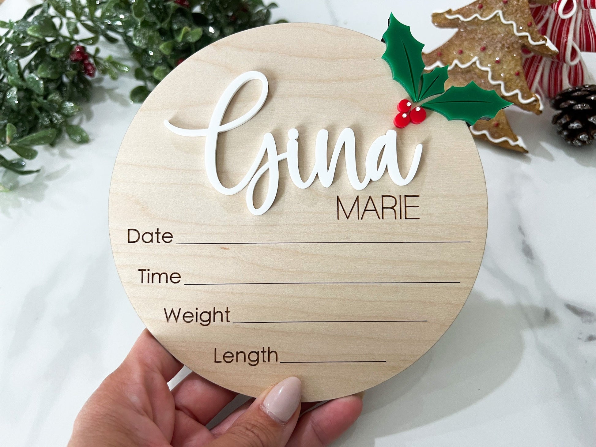 Baby Hospital Sign, Holiday Baby Birth Announcement, December Baby Name Sign for Hospital, Baby Birth Stats Sign, Newborn Announcement