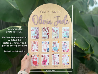 First Year Photo Board, Winter Onederland Birthday decor, one year of photo board, Baby's first year sign, milestone 12 month photo board,