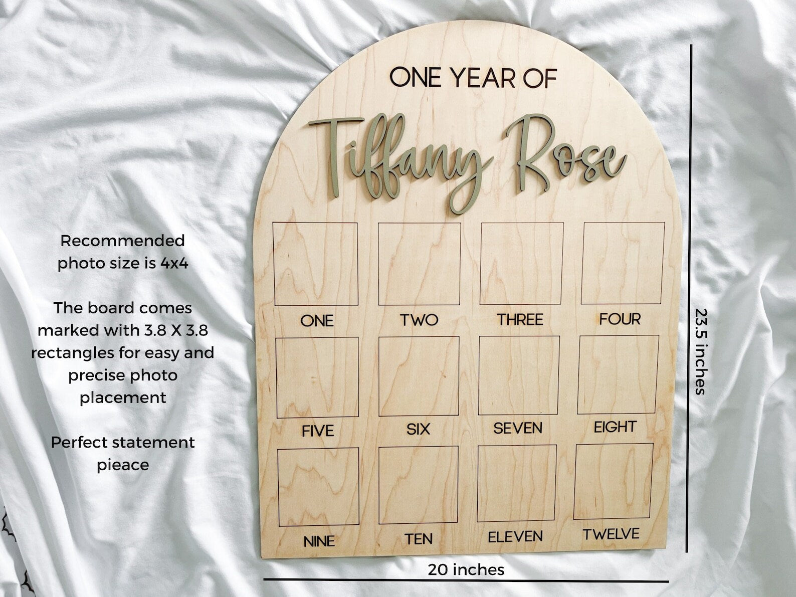 First Year Photo Board, Winter Onederland Birthday decor, one year of photo board, Baby's first year sign, milestone 12 month photo board,