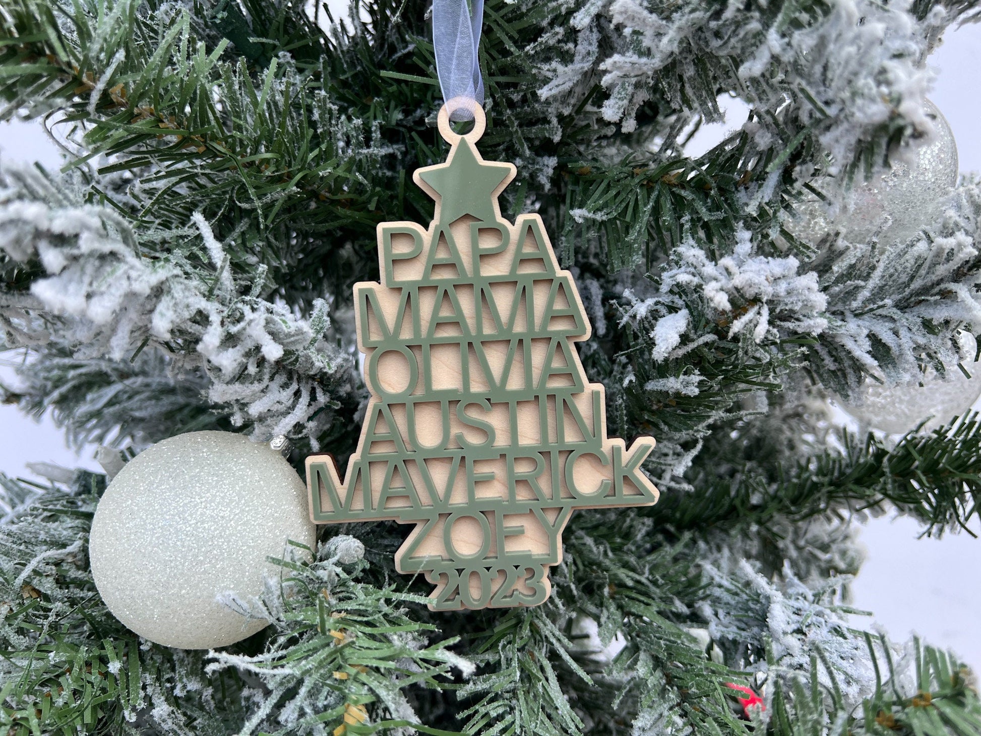 Family Christmas Ornament, Family Tree Ornament, Christmas Tree Ornament with Family Names, Personalized Christmas Tree Name Ornament 2024