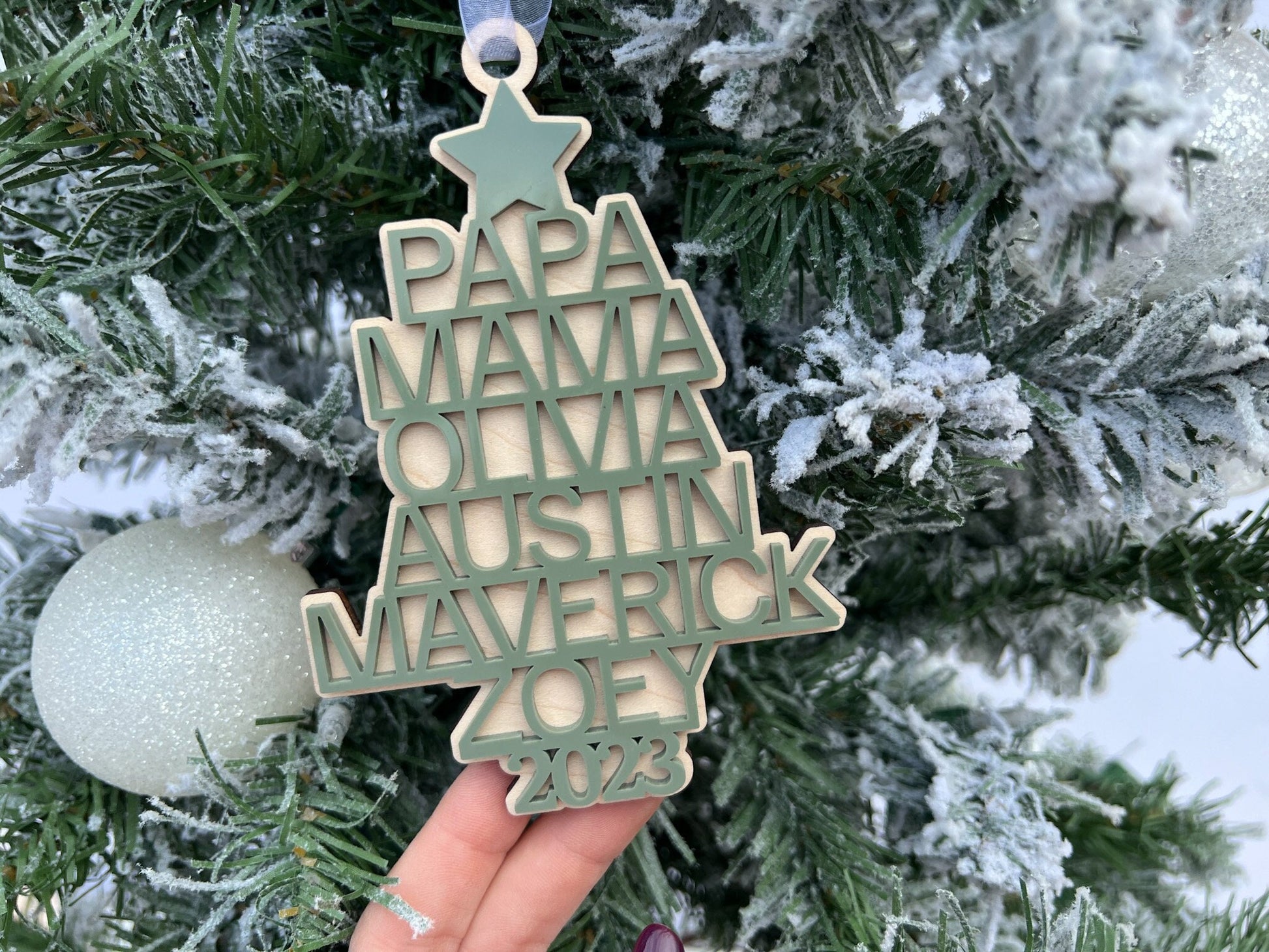 Family Christmas Ornament, Family Tree Ornament, Christmas Tree Ornament with Family Names, Personalized Christmas Tree Name Ornament 2024