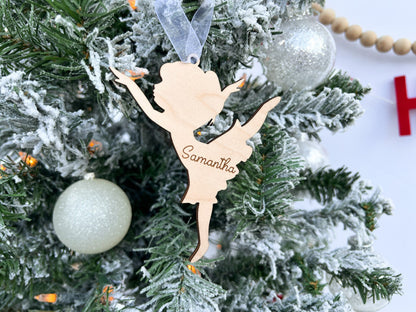 Ballerina Ornament with Kids Name, Dancer Ornament, Ballet Gift Tag, Custom Wooden Ornament, Personalized Ballet Gift