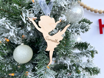 Ballerina Ornament with Kids Name, Dancer Ornament, Ballet Gift Tag, Custom Wooden Ornament, Personalized Ballet Gift