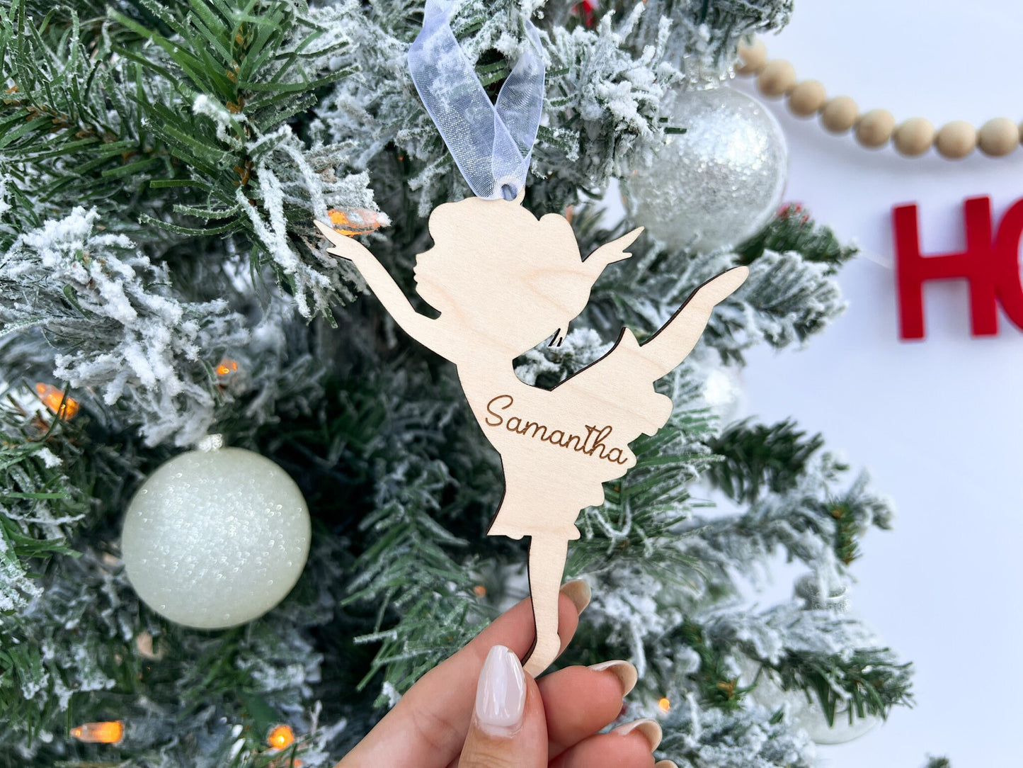 Ballerina Ornament with Kids Name, Dancer Ornament, Ballet Gift Tag, Custom Wooden Ornament, Personalized Ballet Gift