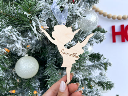 Ballerina Ornament with Kids Name, Dancer Ornament, Ballet Gift Tag, Custom Wooden Ornament, Personalized Ballet Gift
