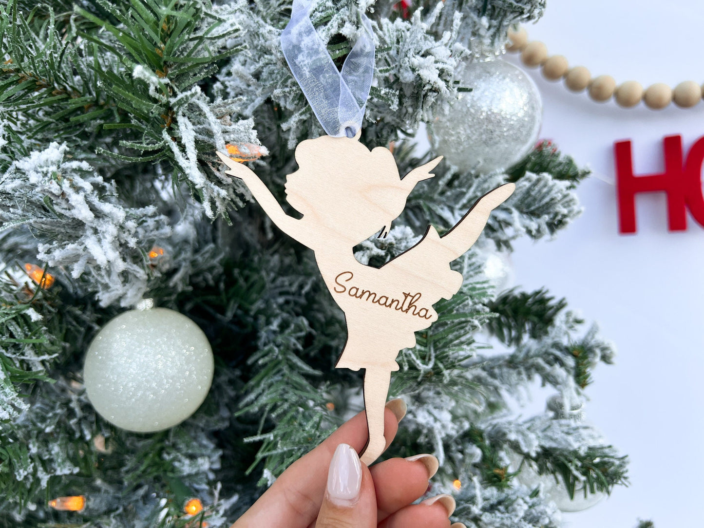 Ballerina Ornament with Kids Name, Dancer Ornament, Ballet Gift Tag, Custom Wooden Ornament, Personalized Ballet Gift