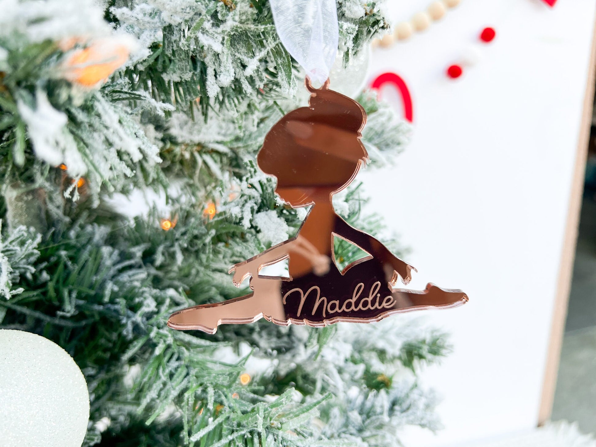 Ballerina Ornament with Kids Name, Dancer Ornament, Ballet Gift Tag, Custom Wooden Ornament, Personalized Ballet Gift