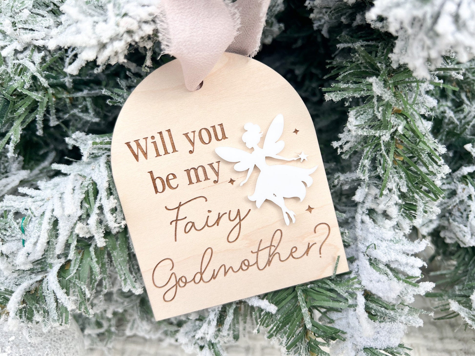 Will You be my Fairy Godmother Proposal, Fairy Godmother Ornament, godparent proposal ornament, gift for godmother