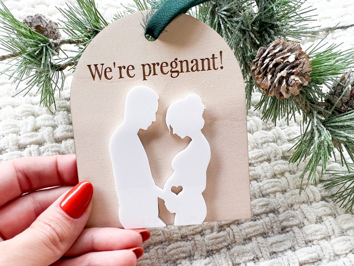We're Pregnant Ornament, Pregnancy Announcement Ornament, Holiday Pregnancy Reveal, Baby Coming Soon 2026 Christmas Ornament