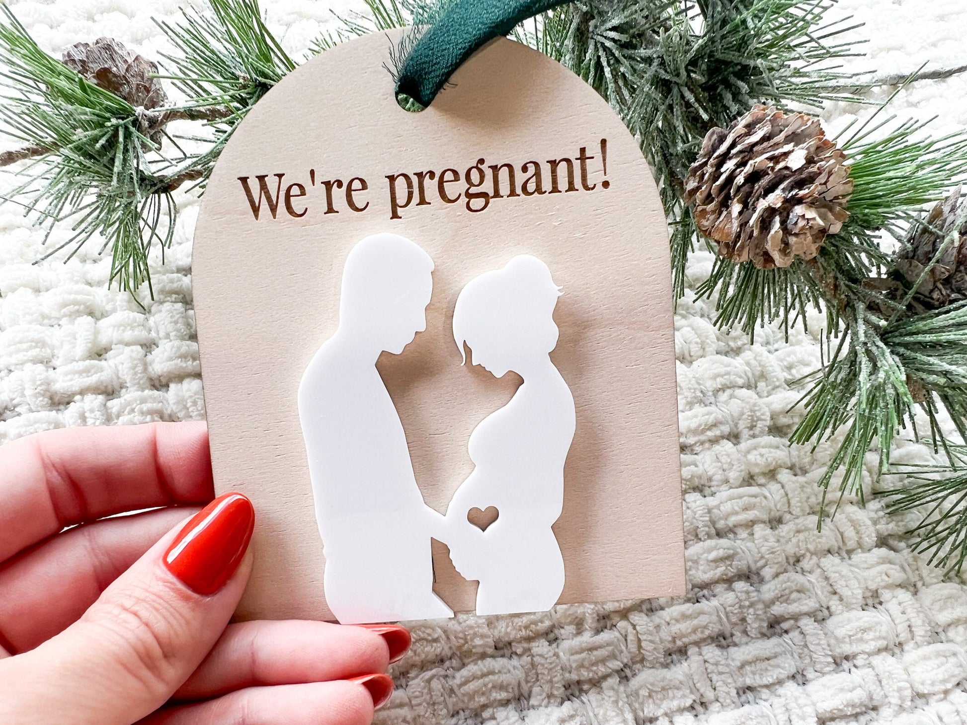 We're Pregnant Ornament, Pregnancy Announcement Ornament, Holiday Pregnancy Reveal, Baby Coming Soon 2026 Christmas Ornament