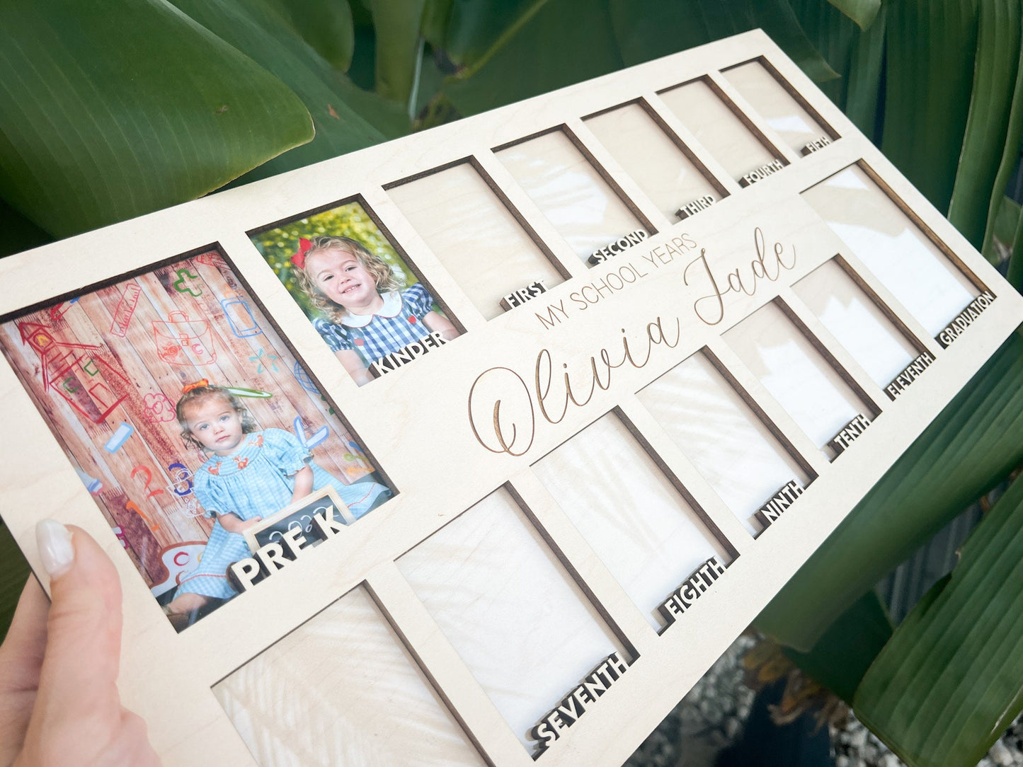 School Years Picture Frame, School Photo Board prek-12, Grade School Personalized Picture Frame, Pre K to Graduation Wallet Photos