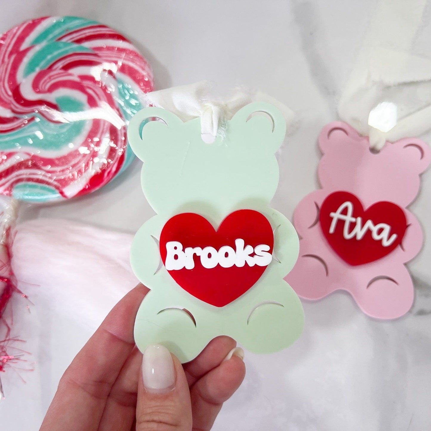 Candy Bear Personalized Valentines Day Tag