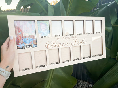 School Years Picture Frame, School Photo Board prek-12, Grade School Personalized Picture Frame, Pre K to Graduation Wallet Photos