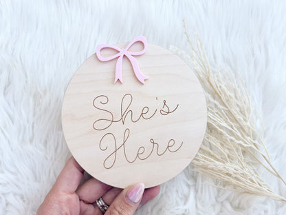 It's a Girl Hospital Sign, Gender Announcement, She's Here Hospital Gender Reveal, It's a Girl Sign for Hospital, Girly Bow Hospital Sign