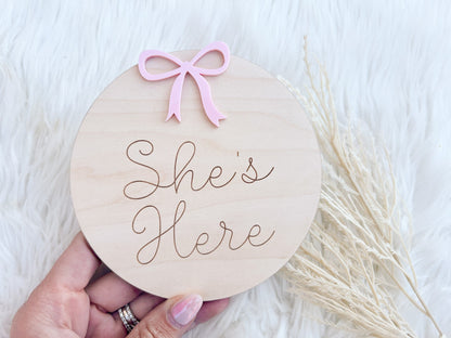 It's a Girl Hospital Sign, Gender Announcement, She's Here Hospital Gender Reveal, It's a Girl Sign for Hospital, Girly Bow Hospital Sign