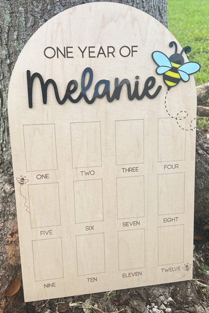 One year of Photo Board, Fun to Bee One Birthday Decor, Sweet to bee one party, Bumble Bee 1st bee day, Queen Bee first birthday party,