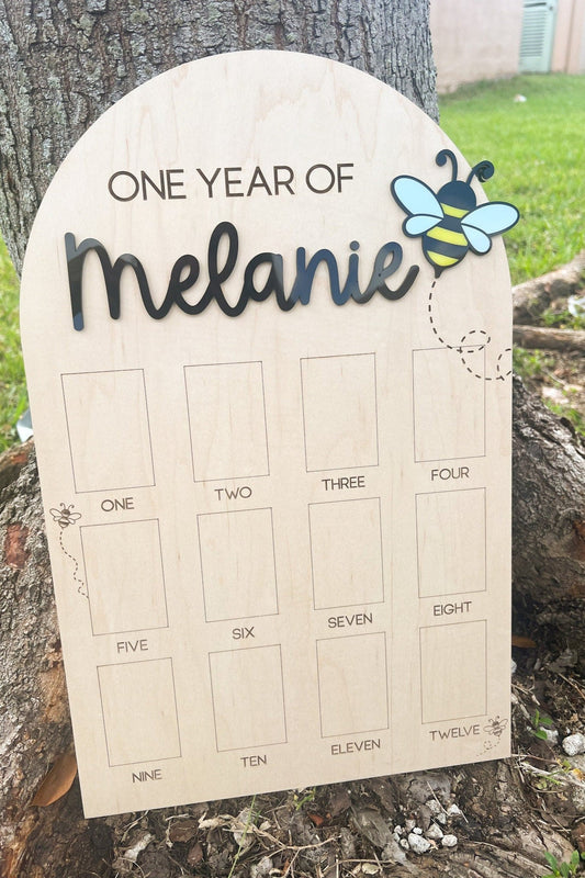 One year of Photo Board, Fun to Bee One Birthday Decor, Sweet to bee one party, Bumble Bee 1st bee day, Queen Bee first birthday party,