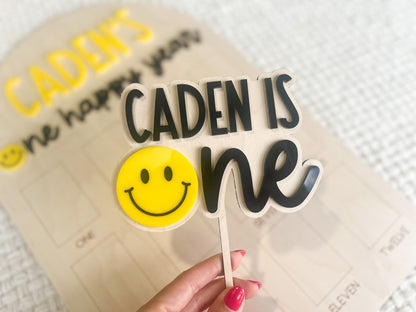 One Happy Dude Birthday Party Cake Topper, One Happy Year Cake Topper, Personalized cake topper with name for happy dude birthday party