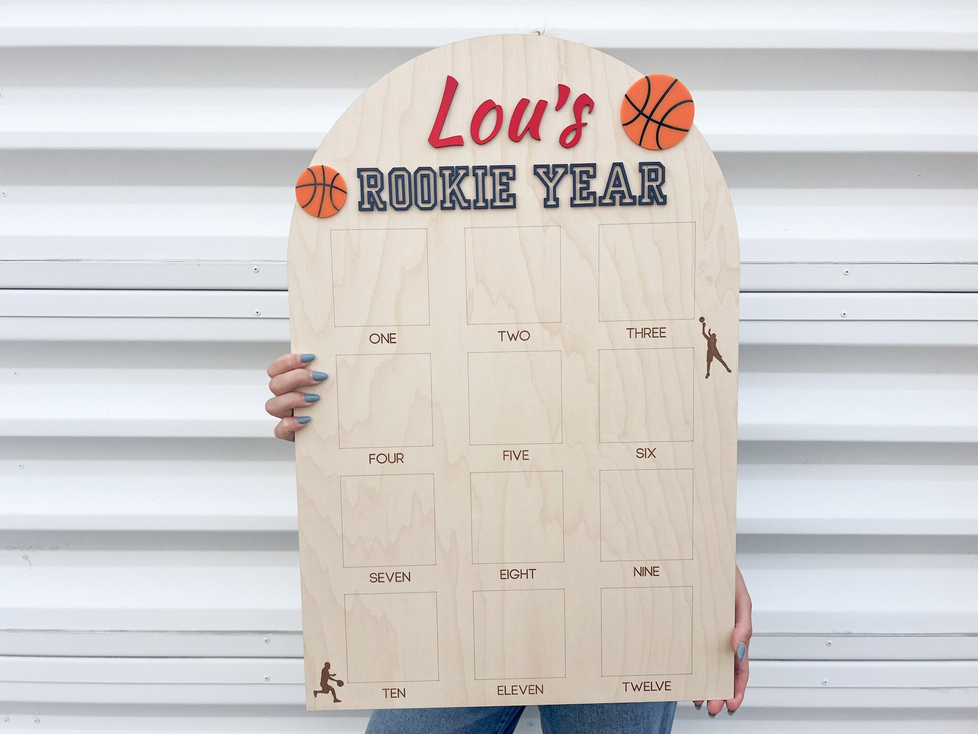 Basketball Birthday Photo Board, Sport Theme First Birthday, Rookie Year First Photo Board, 1st Birthday Basketball Party, 12 Month Photo