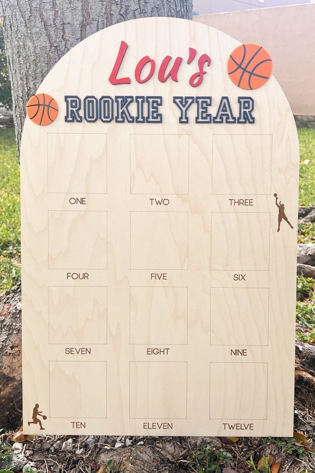 Basketball Birthday Photo Board, Sport Theme First Birthday, Rookie Year First Photo Board, 1st Birthday Basketball Party, 12 Month Photo