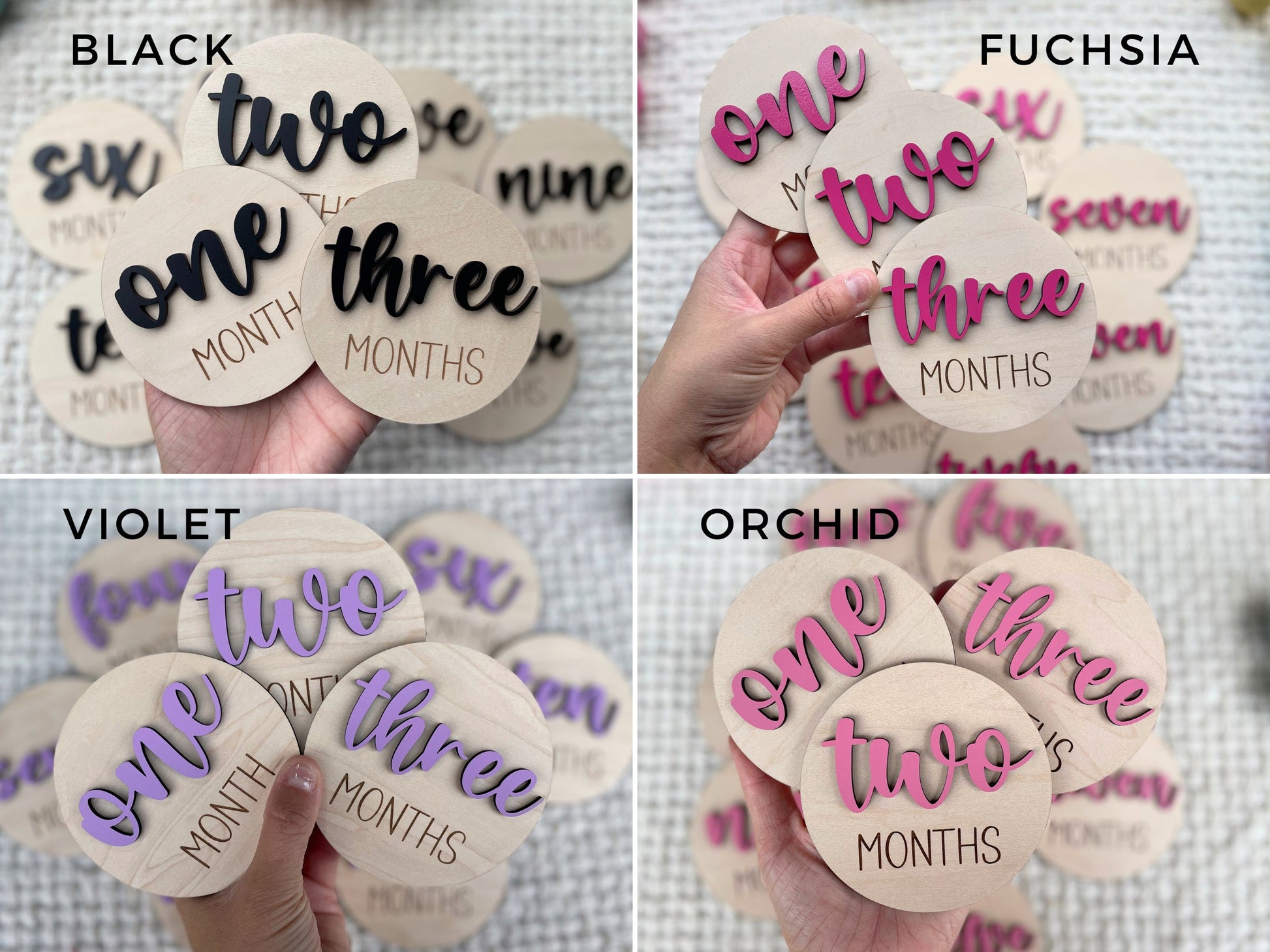 Baby Month Markers, Baby Milestone Cards, 12 Monthly Milestone Signs Baby Discs, Baby Shower Gift, Personalized Baby Milestone 3D Chunky