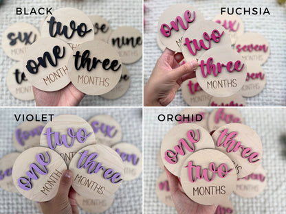 Baby Month Markers, Baby Milestone Cards, 12 Monthly Milestone Signs Baby Discs, Baby Shower Gift, Personalized Baby Milestone 3D Chunky