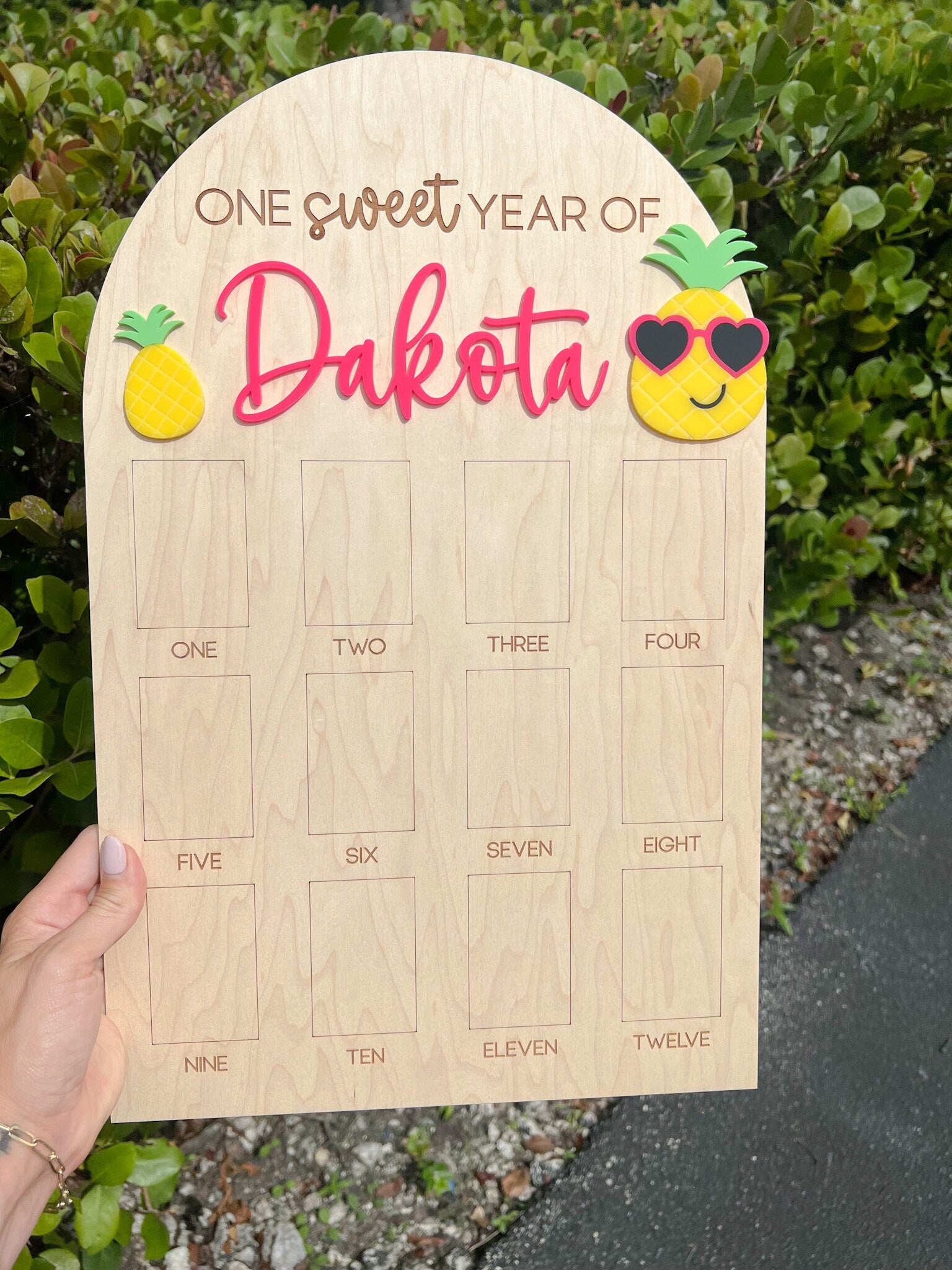 One Year Of Birthday Photo Board, One Sweet Year Party Like a Pineapple Birthday decor, Baby's first year Sign, 12 month frame, 1st Birthday