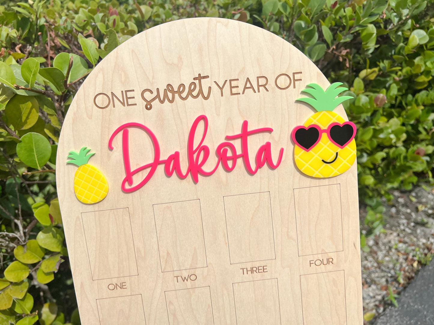 One Year Of Birthday Photo Board, One Sweet Year Party Like a Pineapple Birthday decor, Baby's first year Sign, 12 month frame, 1st Birthday
