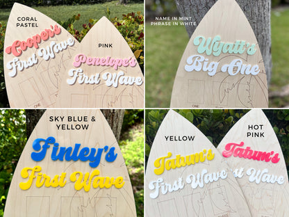 One Year of Photo Surf Board, Baby's first year sign, The Big One Party, First Wave Birthday Decor, 1st Birthday Ocean Theme photo sign